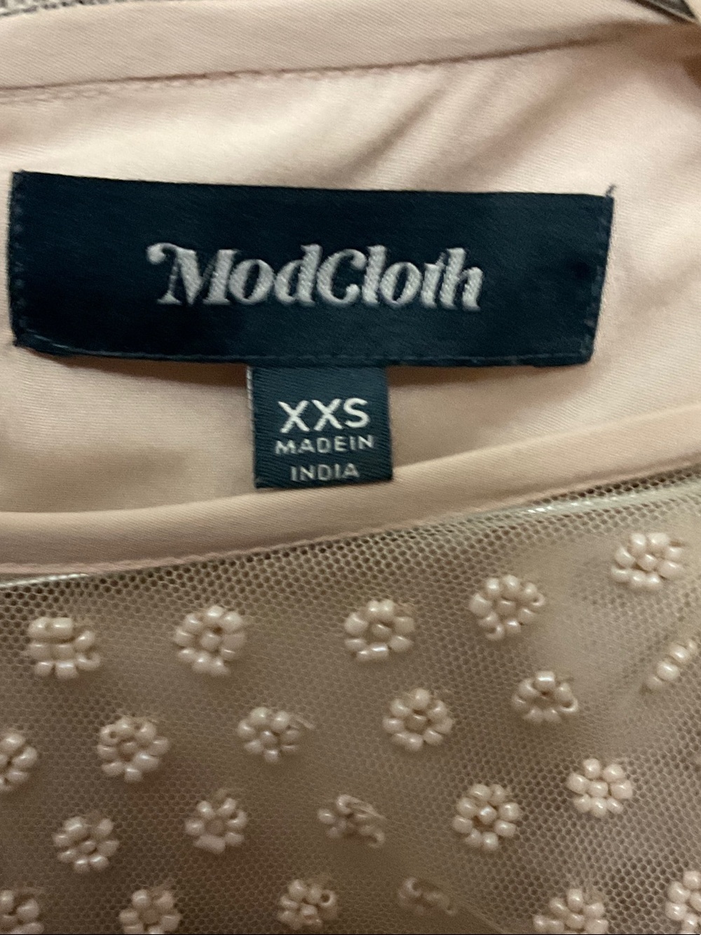 ModCloth Cream Embroidered Mesh Top - Picture 2 of 5